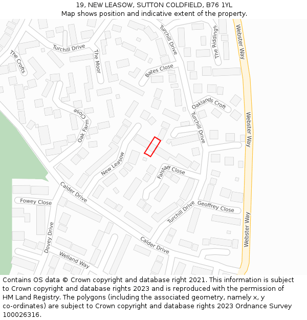 19, NEW LEASOW, SUTTON COLDFIELD, B76 1YL: Location map and indicative extent of plot