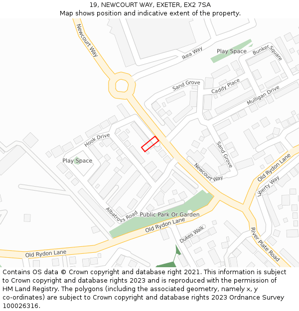 19, NEWCOURT WAY, EXETER, EX2 7SA: Location map and indicative extent of plot