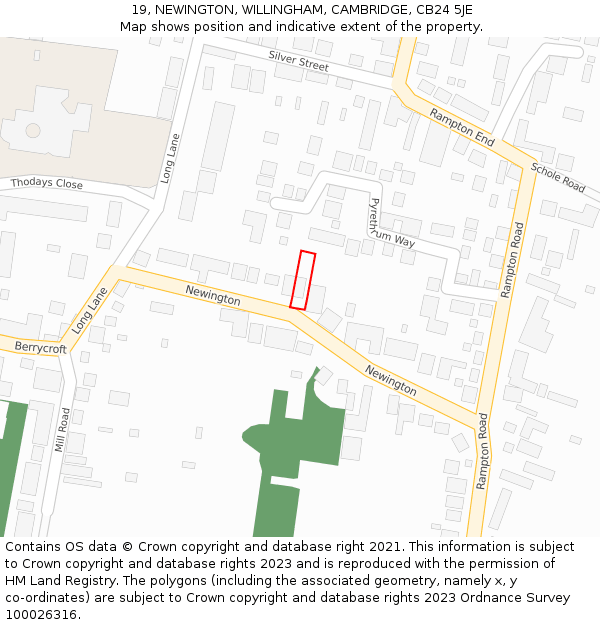 19, NEWINGTON, WILLINGHAM, CAMBRIDGE, CB24 5JE: Location map and indicative extent of plot