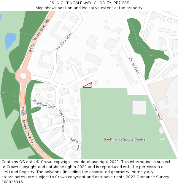 19, NIGHTINGALE WAY, CHORLEY, PR7 2RS: Location map and indicative extent of plot