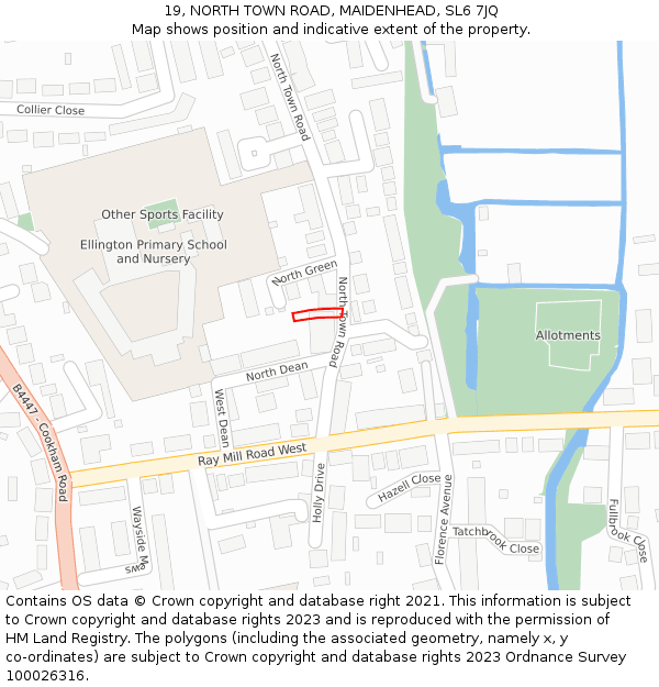 19, NORTH TOWN ROAD, MAIDENHEAD, SL6 7JQ: Location map and indicative extent of plot