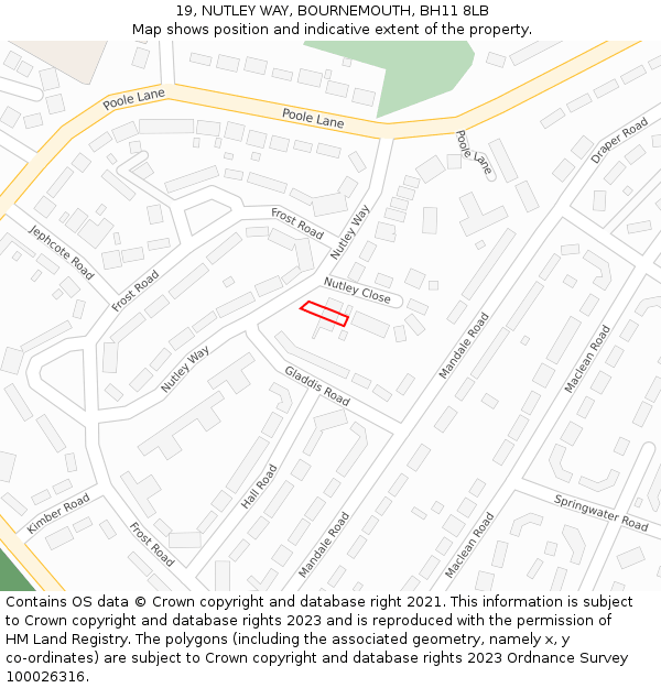 19, NUTLEY WAY, BOURNEMOUTH, BH11 8LB: Location map and indicative extent of plot