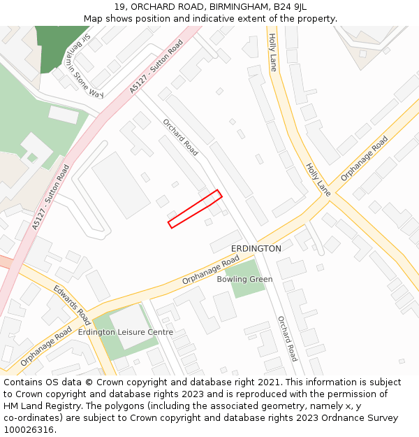 19, ORCHARD ROAD, BIRMINGHAM, B24 9JL: Location map and indicative extent of plot