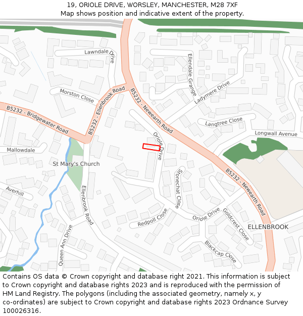 19, ORIOLE DRIVE, WORSLEY, MANCHESTER, M28 7XF: Location map and indicative extent of plot