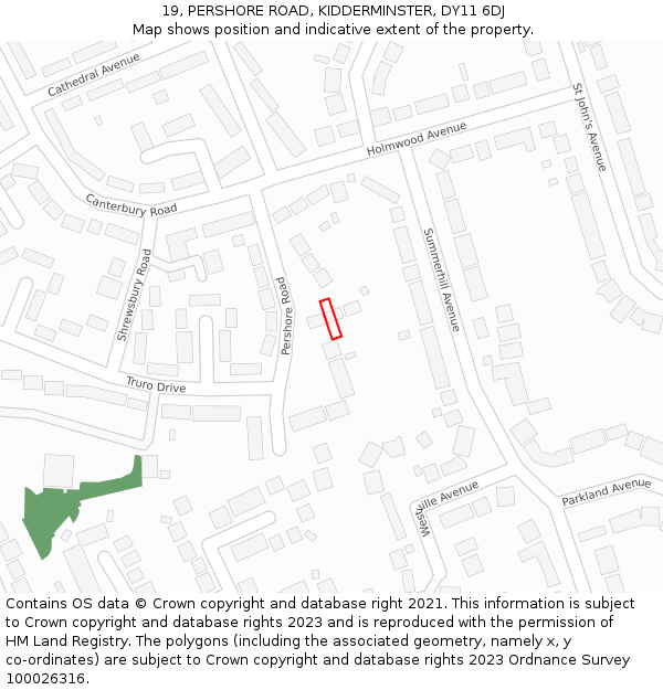 19, PERSHORE ROAD, KIDDERMINSTER, DY11 6DJ: Location map and indicative extent of plot