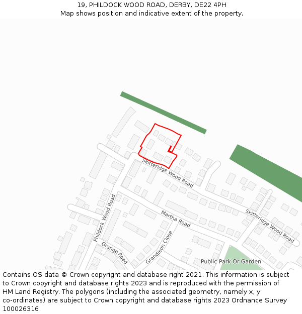 19, PHILDOCK WOOD ROAD, DERBY, DE22 4PH: Location map and indicative extent of plot
