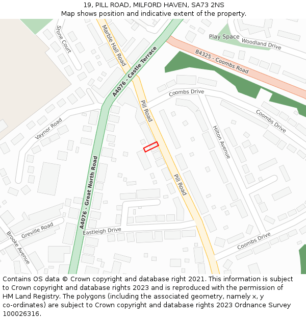 19, PILL ROAD, MILFORD HAVEN, SA73 2NS: Location map and indicative extent of plot