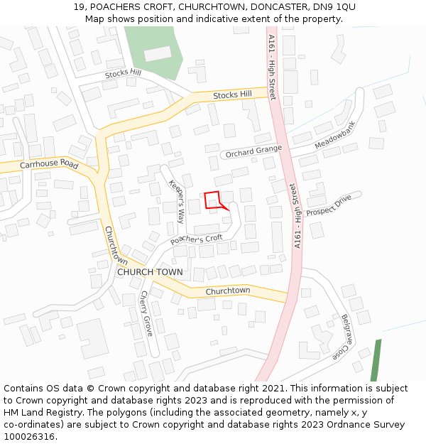 19, POACHERS CROFT, CHURCHTOWN, DONCASTER, DN9 1QU: Location map and indicative extent of plot