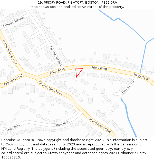 19, PRIORY ROAD, FISHTOFT, BOSTON, PE21 0RA: Location map and indicative extent of plot