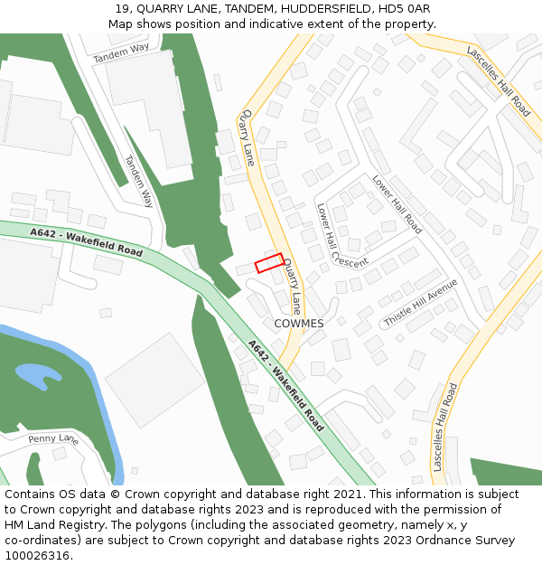 19, QUARRY LANE, TANDEM, HUDDERSFIELD, HD5 0AR: Location map and indicative extent of plot