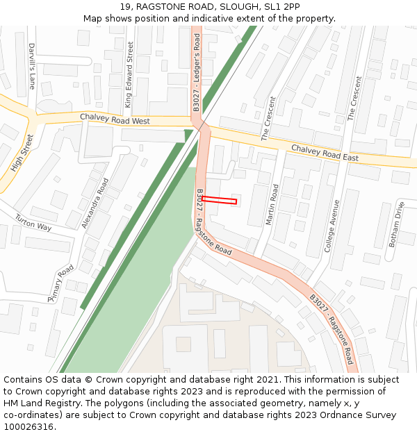 19, RAGSTONE ROAD, SLOUGH, SL1 2PP: Location map and indicative extent of plot