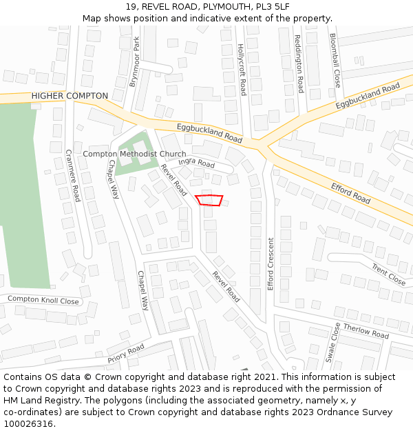 19, REVEL ROAD, PLYMOUTH, PL3 5LF: Location map and indicative extent of plot