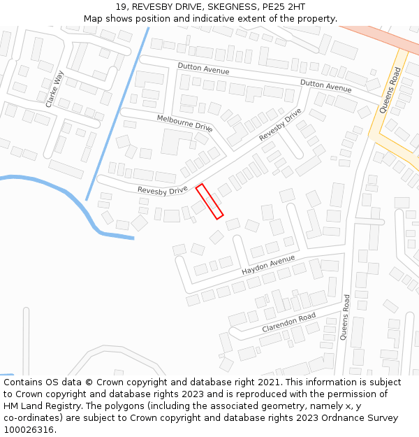 19, REVESBY DRIVE, SKEGNESS, PE25 2HT: Location map and indicative extent of plot
