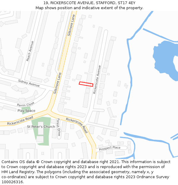 19, RICKERSCOTE AVENUE, STAFFORD, ST17 4EY: Location map and indicative extent of plot