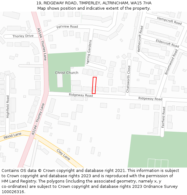 19, RIDGEWAY ROAD, TIMPERLEY, ALTRINCHAM, WA15 7HA: Location map and indicative extent of plot