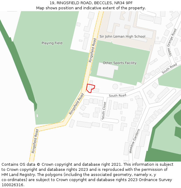 19, RINGSFIELD ROAD, BECCLES, NR34 9PF: Location map and indicative extent of plot
