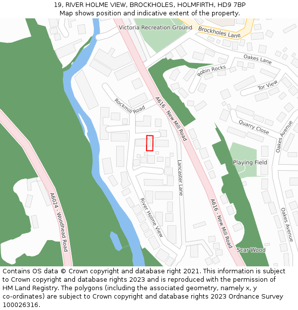 19, RIVER HOLME VIEW, BROCKHOLES, HOLMFIRTH, HD9 7BP: Location map and indicative extent of plot