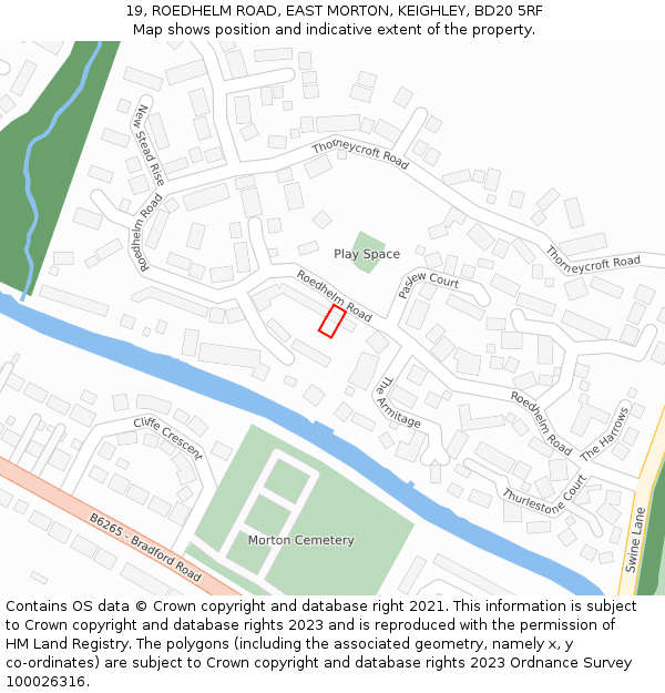 19, ROEDHELM ROAD, EAST MORTON, KEIGHLEY, BD20 5RF: Location map and indicative extent of plot