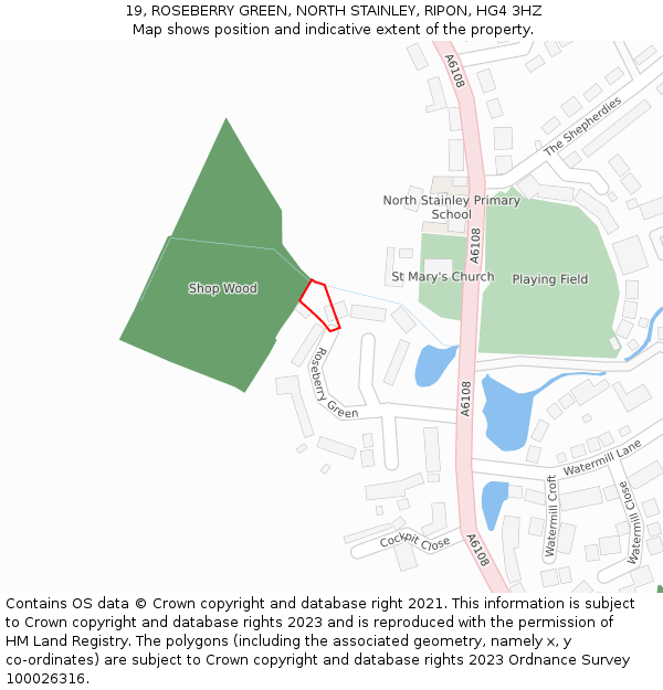 19, ROSEBERRY GREEN, NORTH STAINLEY, RIPON, HG4 3HZ: Location map and indicative extent of plot