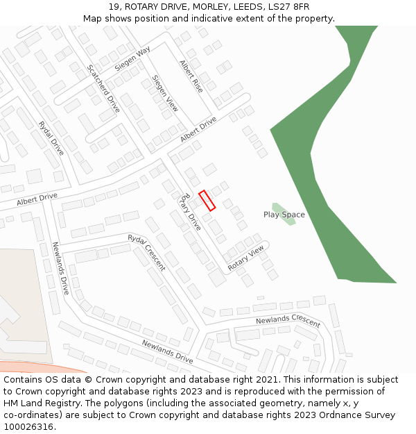 19, ROTARY DRIVE, MORLEY, LEEDS, LS27 8FR: Location map and indicative extent of plot