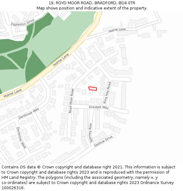 19, ROYD MOOR ROAD, BRADFORD, BD4 0TR: Location map and indicative extent of plot