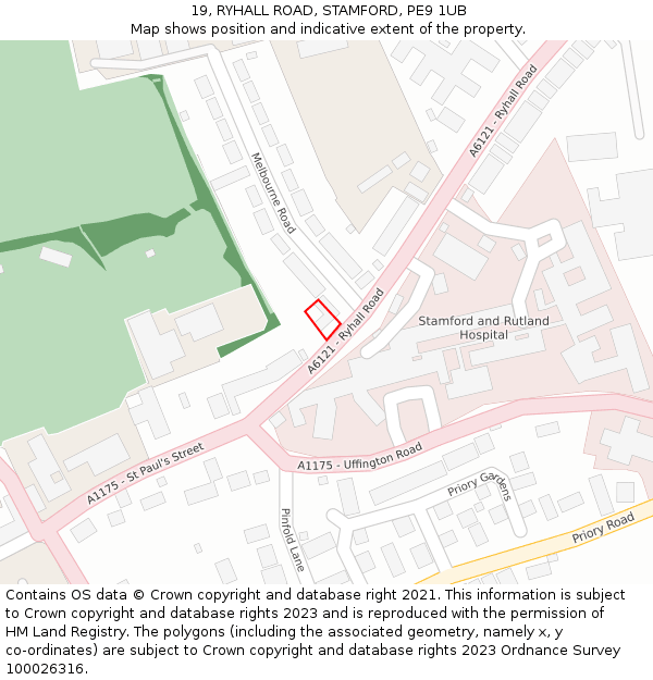 19, RYHALL ROAD, STAMFORD, PE9 1UB: Location map and indicative extent of plot