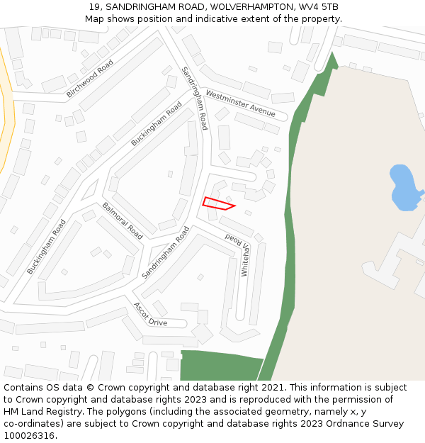 19, SANDRINGHAM ROAD, WOLVERHAMPTON, WV4 5TB: Location map and indicative extent of plot