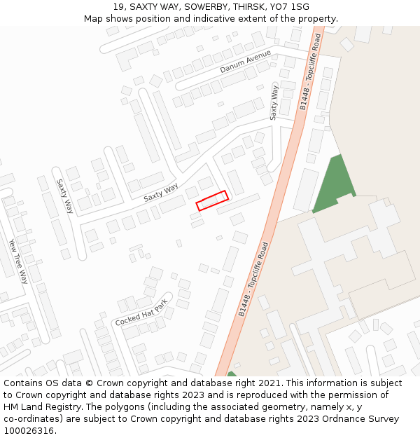 19, SAXTY WAY, SOWERBY, THIRSK, YO7 1SG: Location map and indicative extent of plot