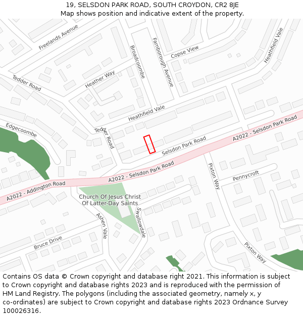19, SELSDON PARK ROAD, SOUTH CROYDON, CR2 8JE: Location map and indicative extent of plot