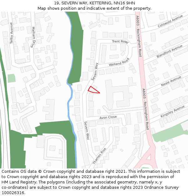 19, SEVERN WAY, KETTERING, NN16 9HN: Location map and indicative extent of plot