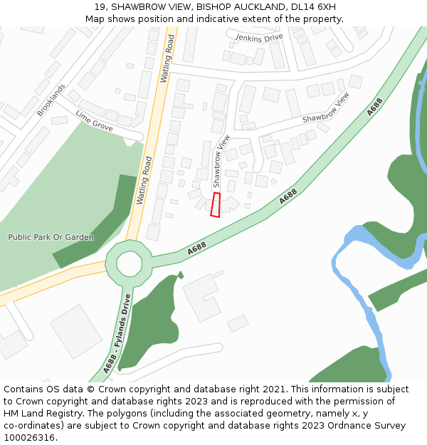 19, SHAWBROW VIEW, BISHOP AUCKLAND, DL14 6XH: Location map and indicative extent of plot