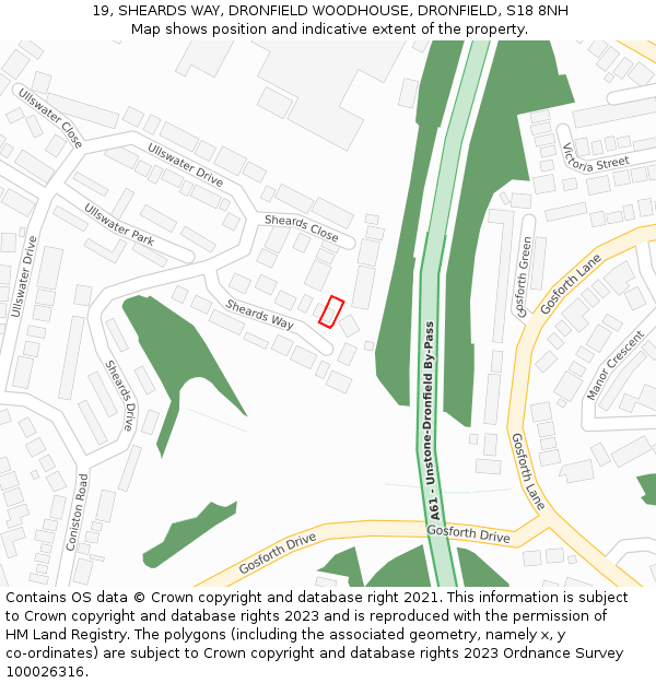 19, SHEARDS WAY, DRONFIELD WOODHOUSE, DRONFIELD, S18 8NH: Location map and indicative extent of plot