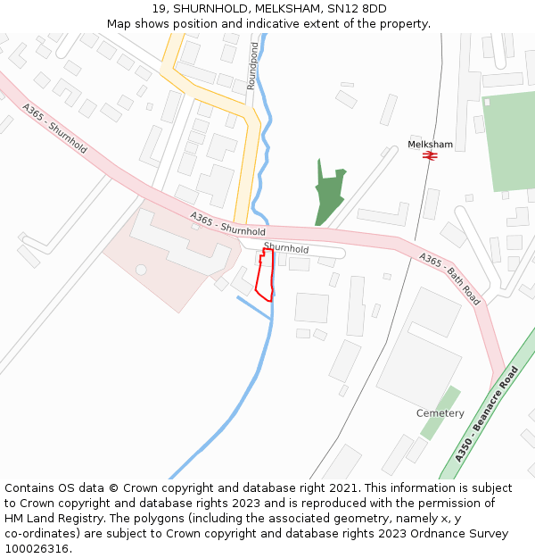 19, SHURNHOLD, MELKSHAM, SN12 8DD: Location map and indicative extent of plot
