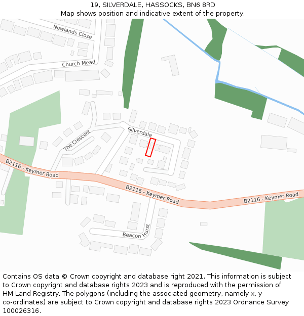 19, SILVERDALE, HASSOCKS, BN6 8RD: Location map and indicative extent of plot