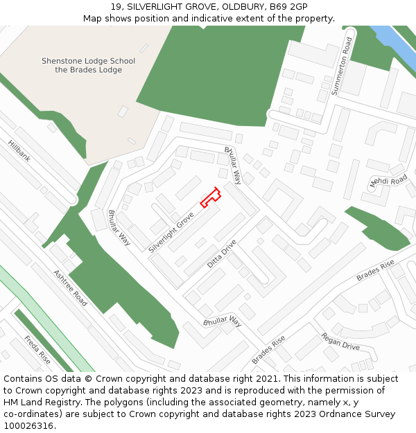 19, SILVERLIGHT GROVE, OLDBURY, B69 2GP: Location map and indicative extent of plot