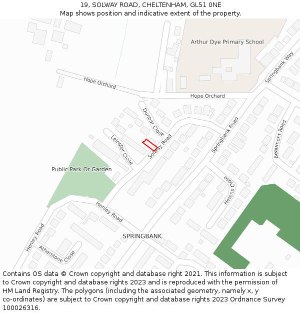 19, SOLWAY ROAD, CHELTENHAM, GL51 0NE: Location map and indicative extent of plot