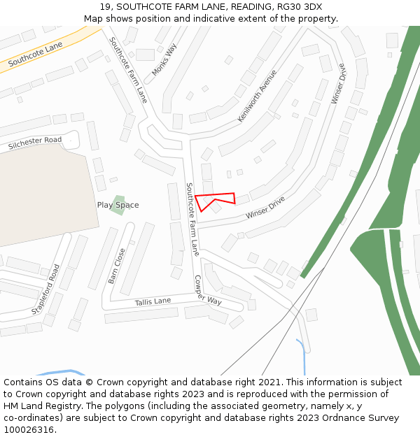 19, SOUTHCOTE FARM LANE, READING, RG30 3DX: Location map and indicative extent of plot