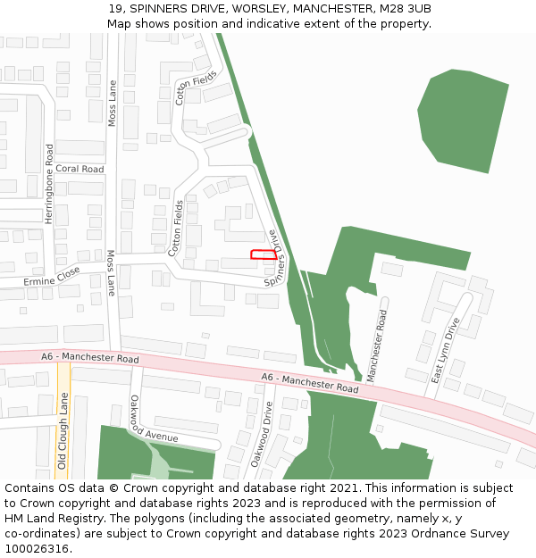 19, SPINNERS DRIVE, WORSLEY, MANCHESTER, M28 3UB: Location map and indicative extent of plot