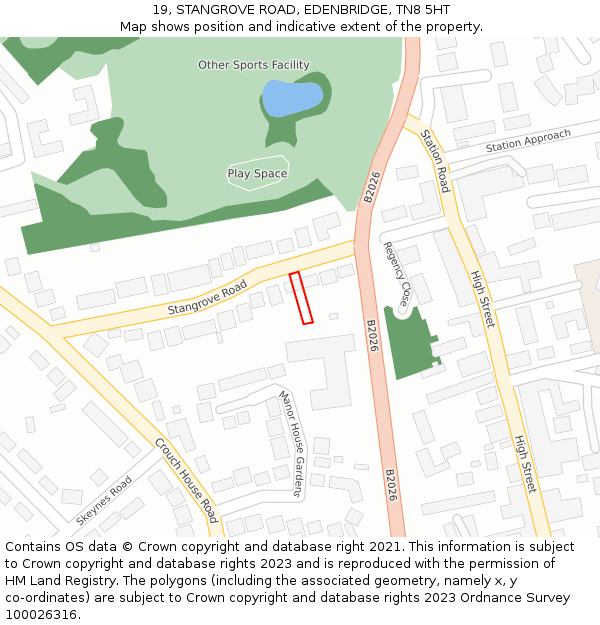 19, STANGROVE ROAD, EDENBRIDGE, TN8 5HT: Location map and indicative extent of plot