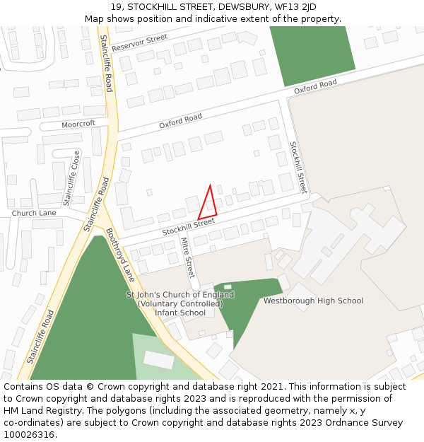 19, STOCKHILL STREET, DEWSBURY, WF13 2JD: Location map and indicative extent of plot