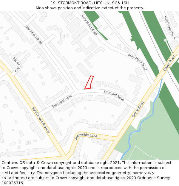 19, STORMONT ROAD, HITCHIN, SG5 1SH: Location map and indicative extent of plot