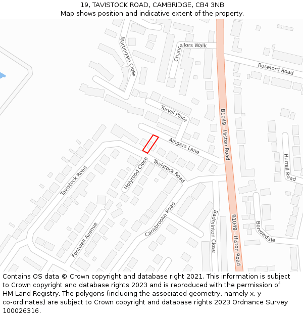 19, TAVISTOCK ROAD, CAMBRIDGE, CB4 3NB: Location map and indicative extent of plot