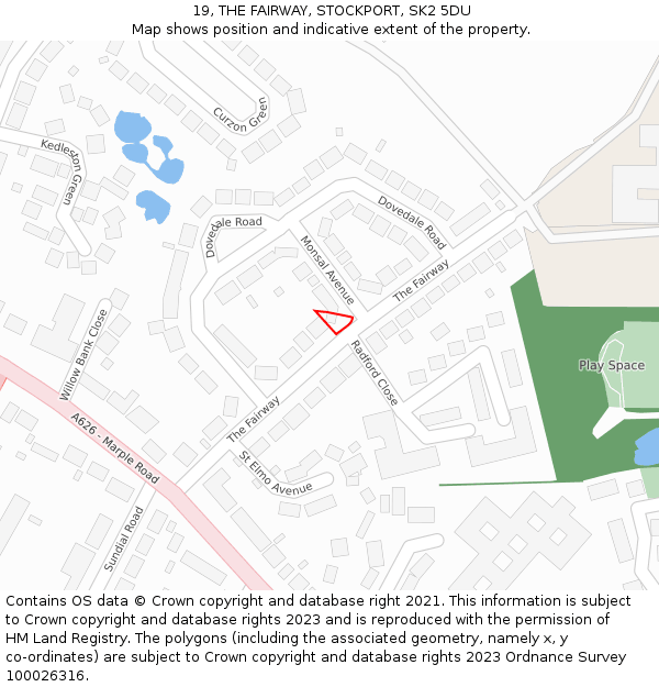 19, THE FAIRWAY, STOCKPORT, SK2 5DU: Location map and indicative extent of plot