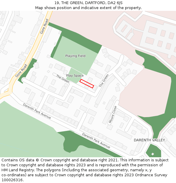 19, THE GREEN, DARTFORD, DA2 6JS: Location map and indicative extent of plot