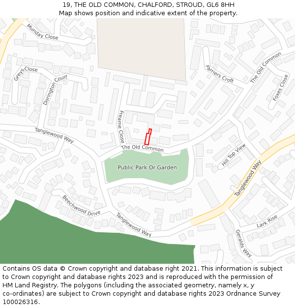 19, THE OLD COMMON, CHALFORD, STROUD, GL6 8HH: Location map and indicative extent of plot