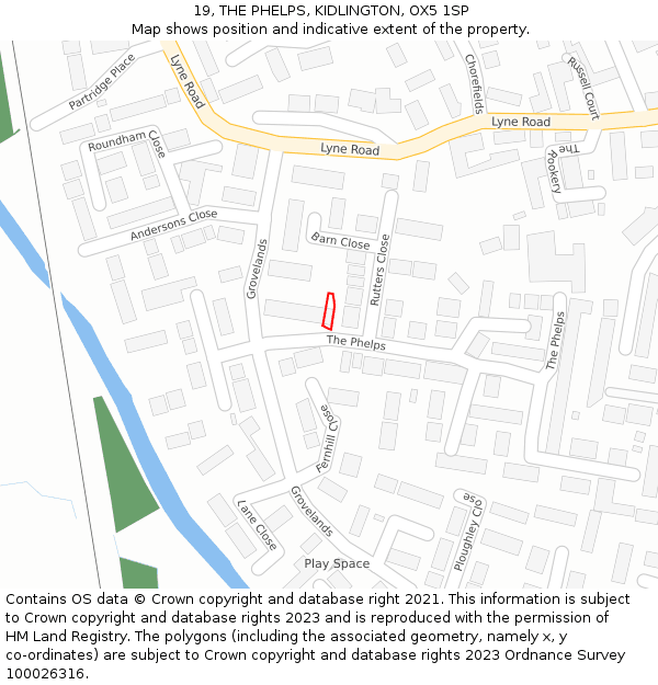 19, THE PHELPS, KIDLINGTON, OX5 1SP: Location map and indicative extent of plot