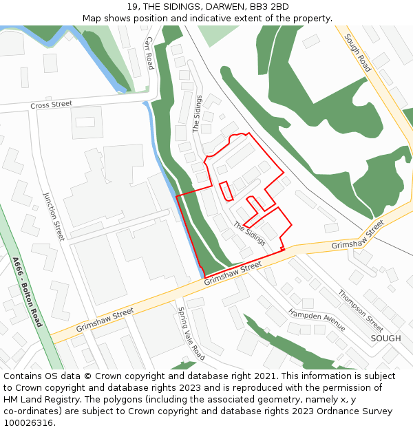 19, THE SIDINGS, DARWEN, BB3 2BD: Location map and indicative extent of plot