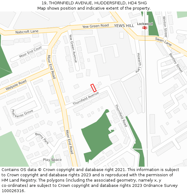 19, THORNFIELD AVENUE, HUDDERSFIELD, HD4 5HG: Location map and indicative extent of plot