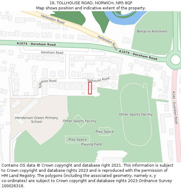19, TOLLHOUSE ROAD, NORWICH, NR5 8QF: Location map and indicative extent of plot