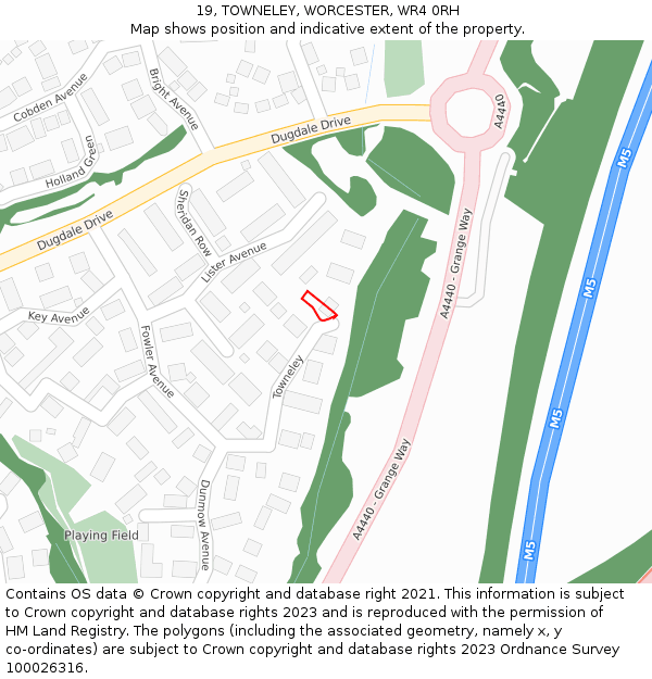 19, TOWNELEY, WORCESTER, WR4 0RH: Location map and indicative extent of plot